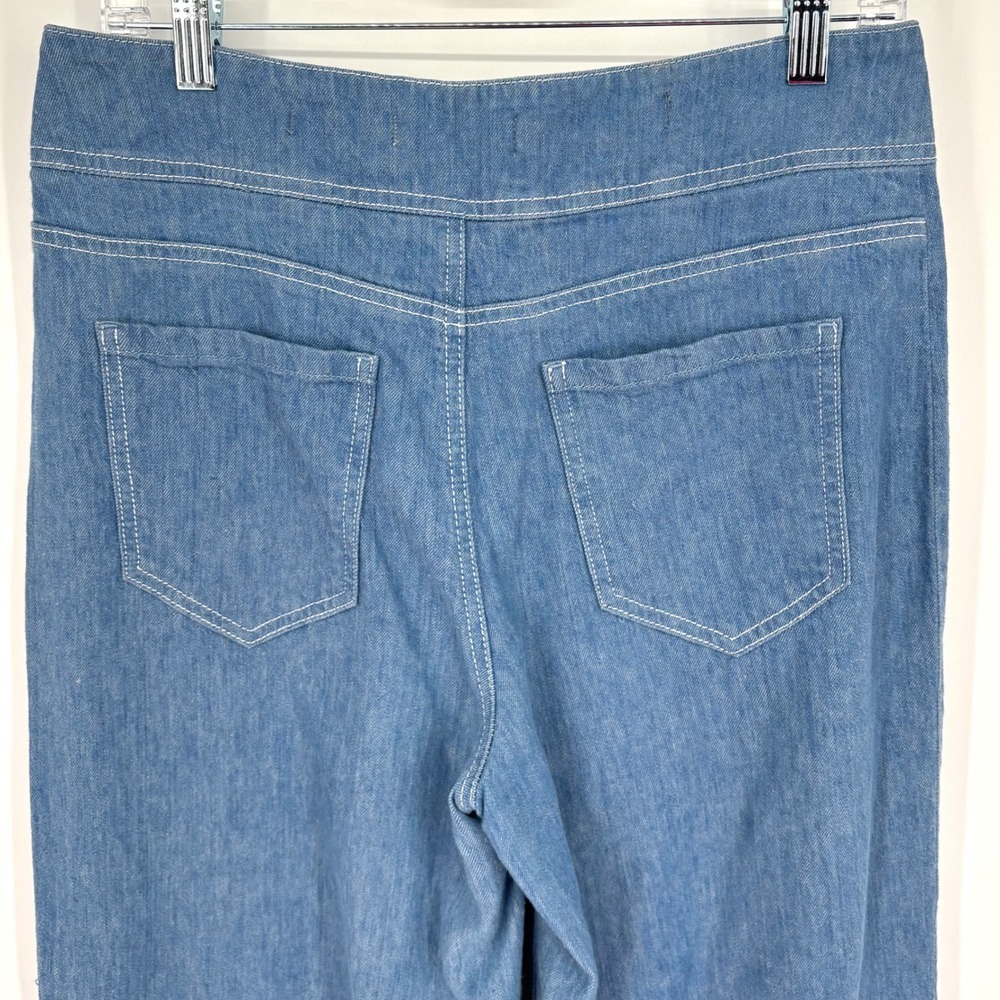 Pilcro Anthropologie High Waisted Wide Leg Chambray Trouser Jeans Sz 28 Linen - Picture 9 of 13
